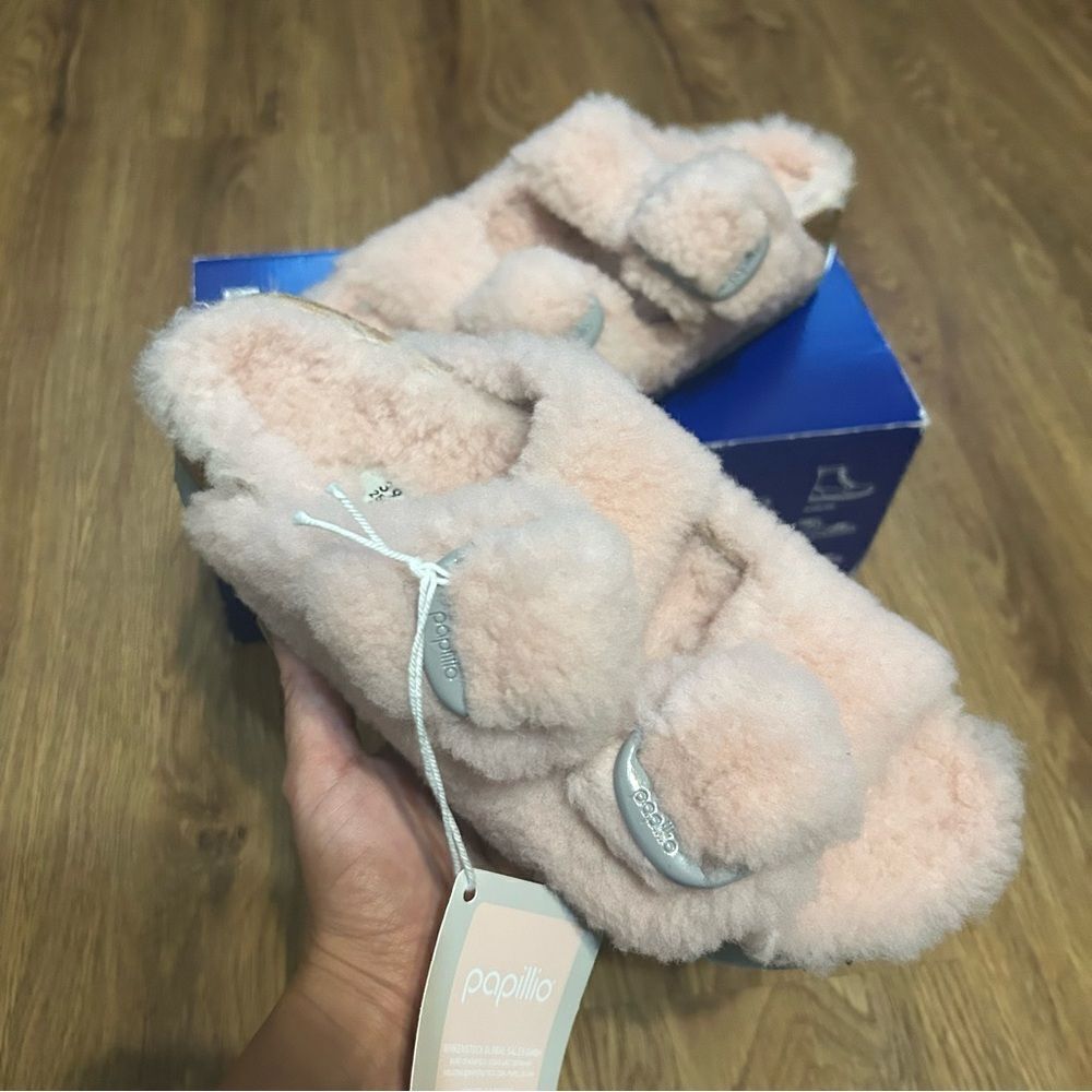 BIRKENSTOCK PAPILLIO pink fur sandals shoes women’s eur 39 new - Picture 2 of 9